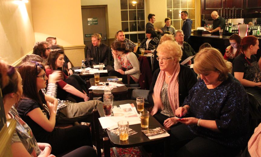 Some of the audience members at the last RRN, discussing the piece they'd just seen