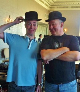 PD in the real Stan Laurel's hat, with Harry as Ollie